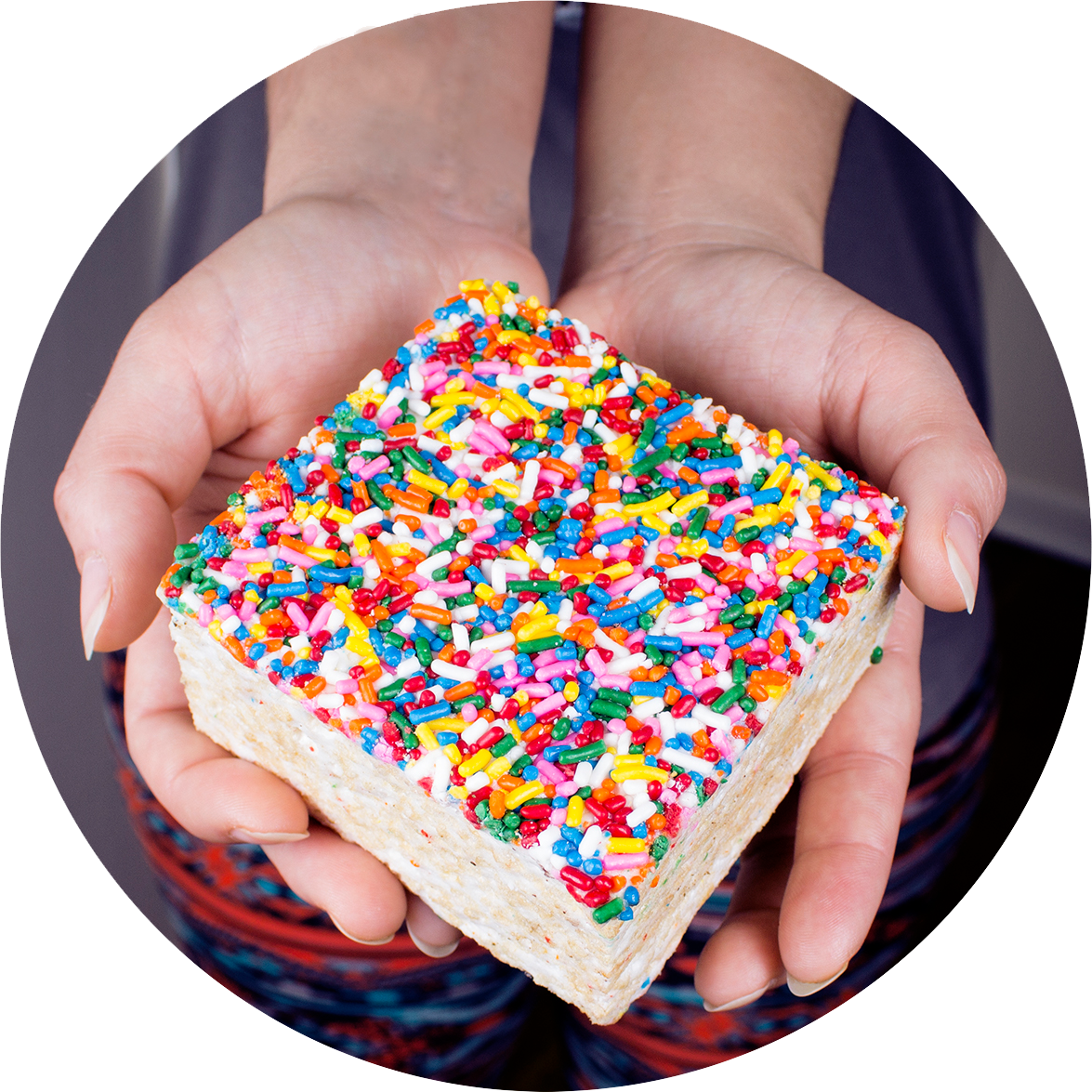 Hand Holding Marshmallow Crispy Treats